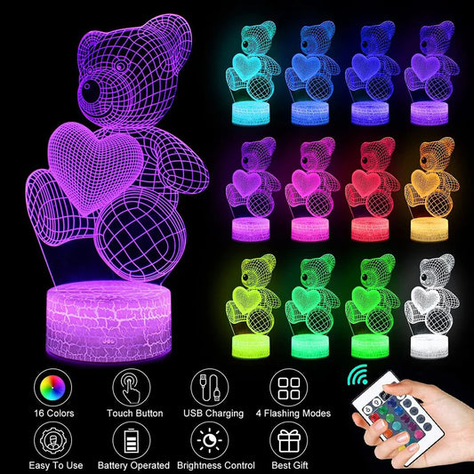 Valentinstags Geschenk -3D-LED- Lampe-Bär-